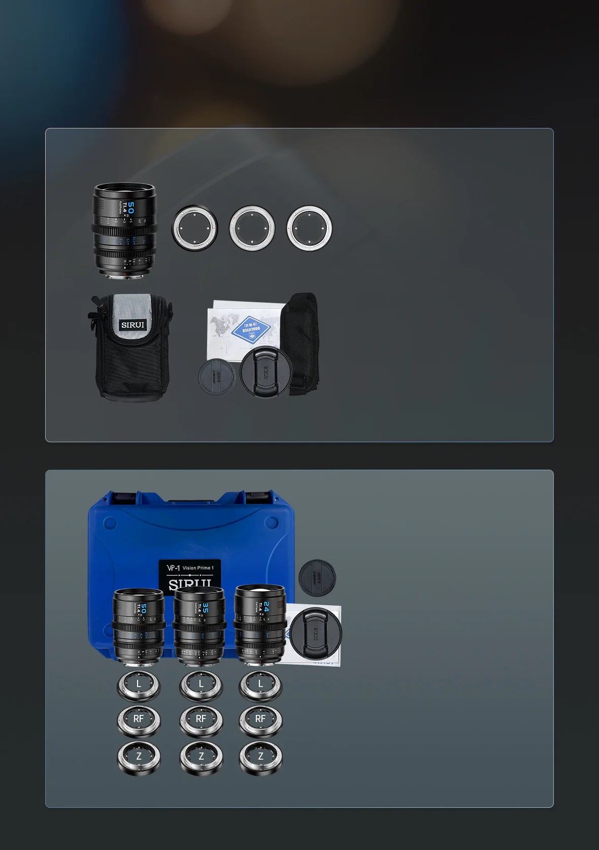 Sirui VP-1 Vision Prime T1.4 Full-Frame Cine 3-Lens Kit