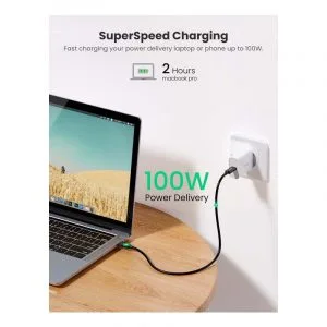 cáp thunderbolt 3 50cm ugreenhỗ trợ sạc nhanh 100w