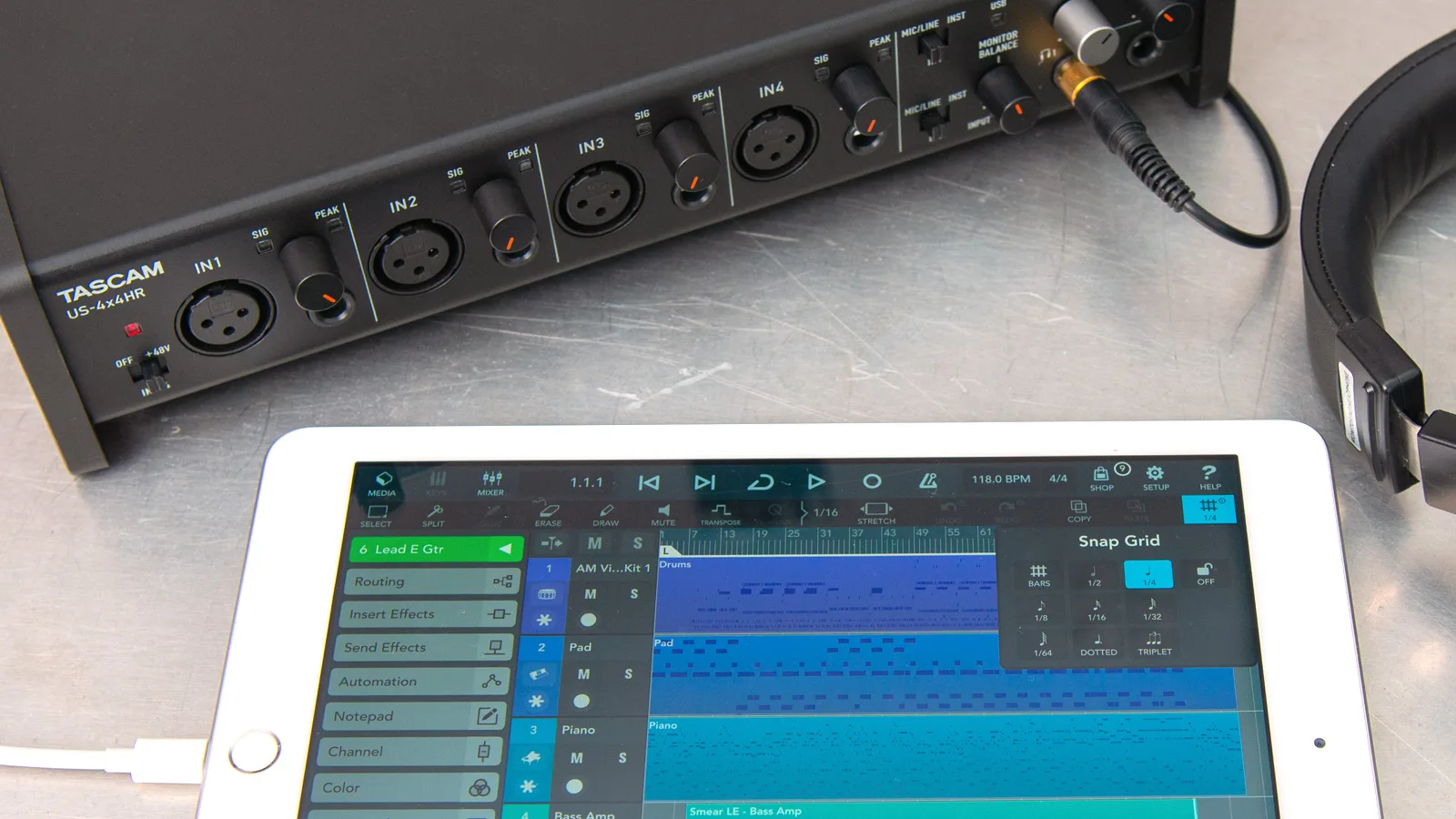 soundcard thu âm tascam us-4x4hr tương thích ipad ios