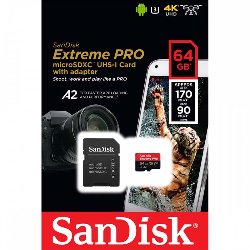 Thẻ nhớ MicroSDXC Sandisk Extreme Pro 64GB 170Mb/s