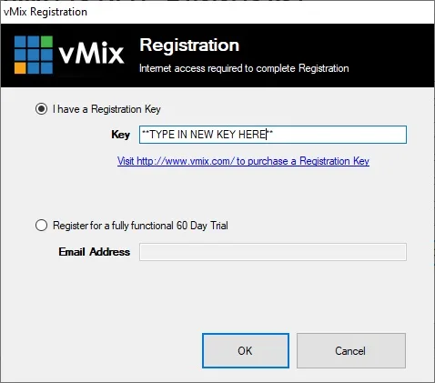 Thay đổi và nâng cấp key Active phần mềm vMix