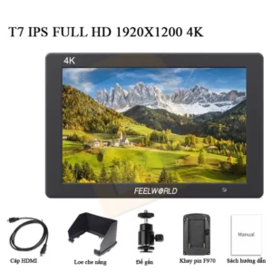 – Màn hình: 7″ IPS – Độ phân giải: 1920 x 1200 – Kích thước: 180 x 120 x 22,9 mm – Trọng lượng: 280 g – Thương hiệu : Feelworld