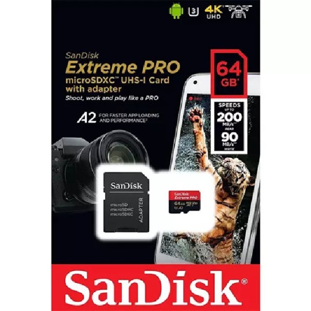 thẻ nhớ microsdxc sandisk extreme pro 64gb 200mb/s