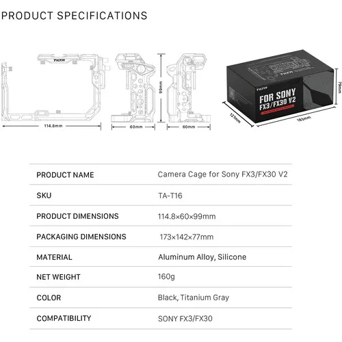Tilta Full Camera Cage Sony FX3/ F30 v2 (TA-T16)