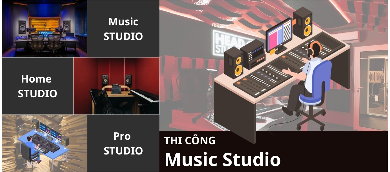 banner thi công phòng thu âm