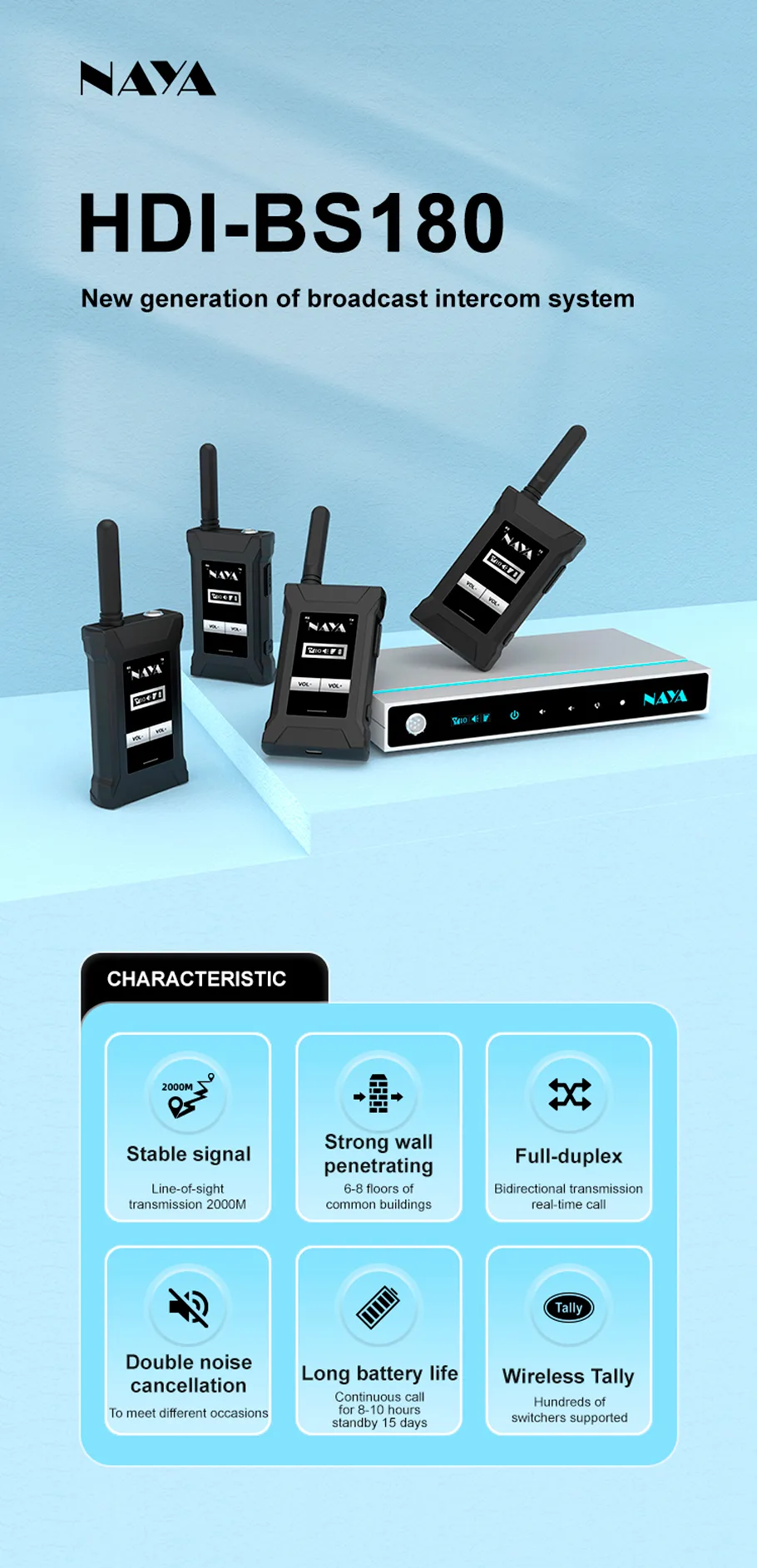 Wireless Tally intercom Naya BS180