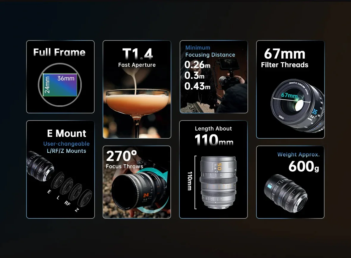 Sirui VP-1 Vision Prime T1.4 Full-Frame Cine 3-Lens Kit