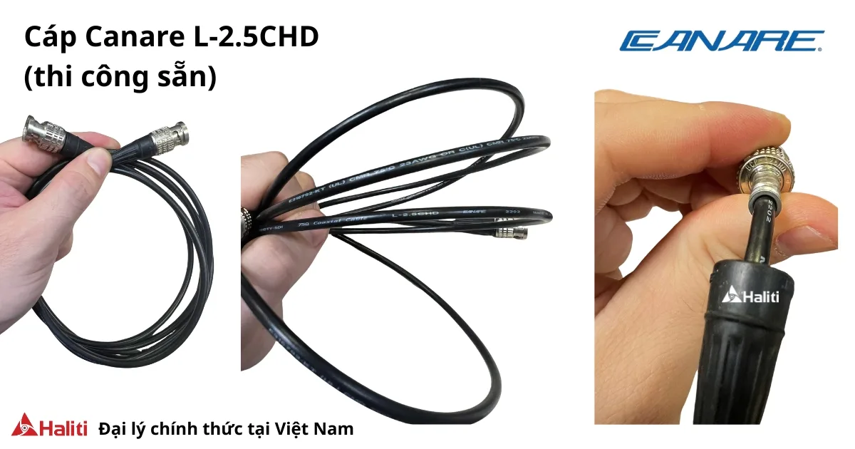 Canare L-2.5CHD 50m 30m 20m 10m 5m 3m 1m bấm sẵn đầu BNC BCP-B25HD chính hãng Haliti