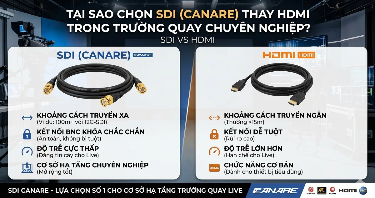 tại sao dùng SDI thay HDMI trong trường quay